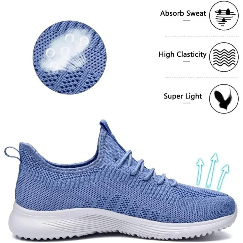 Women's Blue Non Slip Casual Running Lightweight Mesh Fashion Sneakers